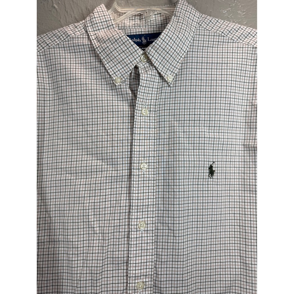 Ralph Lauren Classic Fit Men's Gingham Button Down‎ Shirt Size 17 36/37